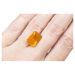 Natural Mexican Fire Opal 5.45 Carat Emerald Cut Loose Gemstone Play-of-Color