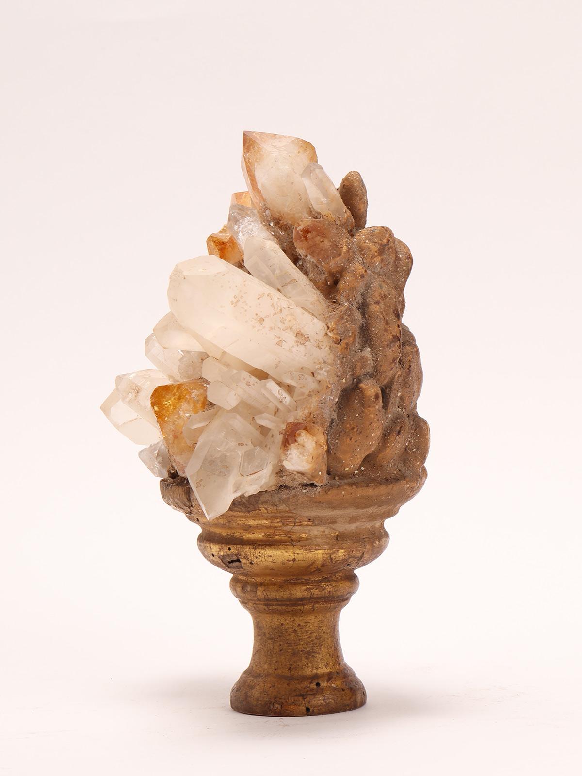 Natural Mineral Specimen: a Group of White and Smoke Quartz Crystals, Italy 1880 2
