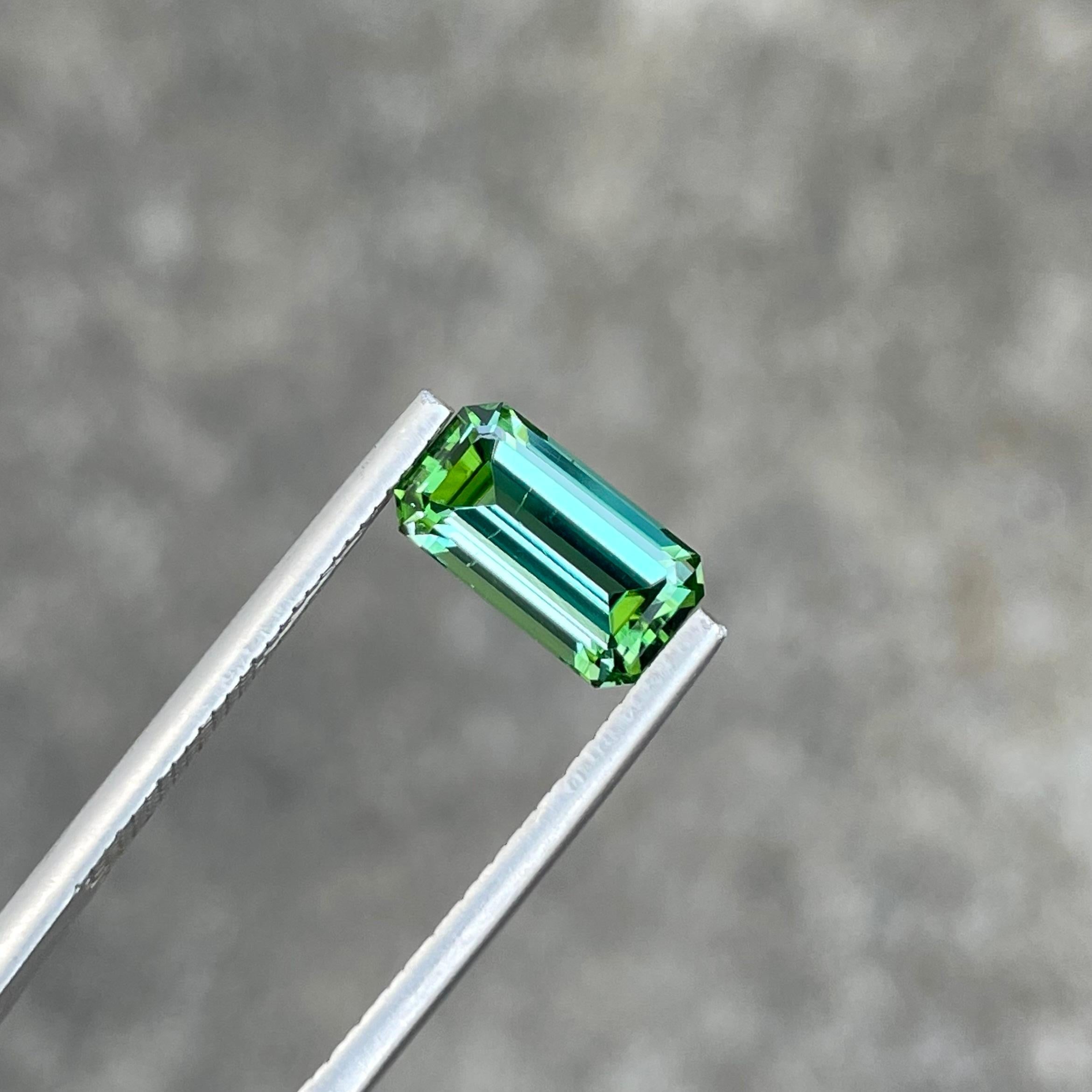 Modern Natural Mint Green Loose Tourmaline 2.60 carats Emerald Cut Afghan Gemstone For Sale