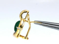 Natural Mint Green Quartz Diamond Clip Earrings Contemporary Deco 18 Karat*