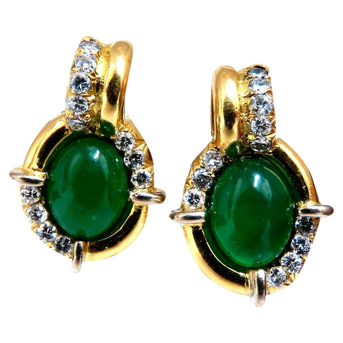 Natural Mint Green Quartz Diamond Clip Earrings Contemporary Deco 18 Karat