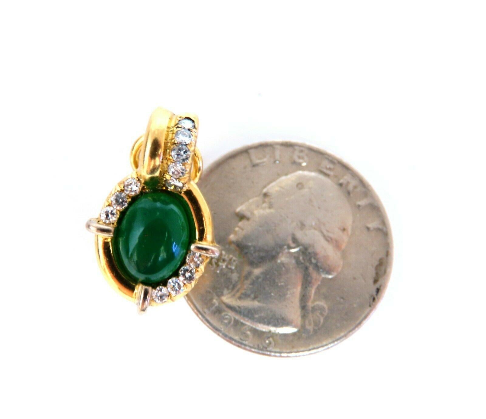 Cabochon Natural Mint Green Quartz Diamond Clip Earrings Contemporary Deco 18 Karat For Sale