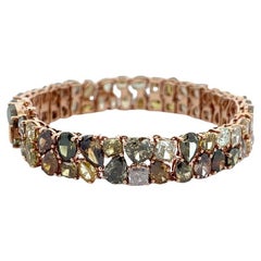 Bracelet en or rose 18 carats avec diamants de formes naturelles et de couleurs mélangées 40,20 carats
