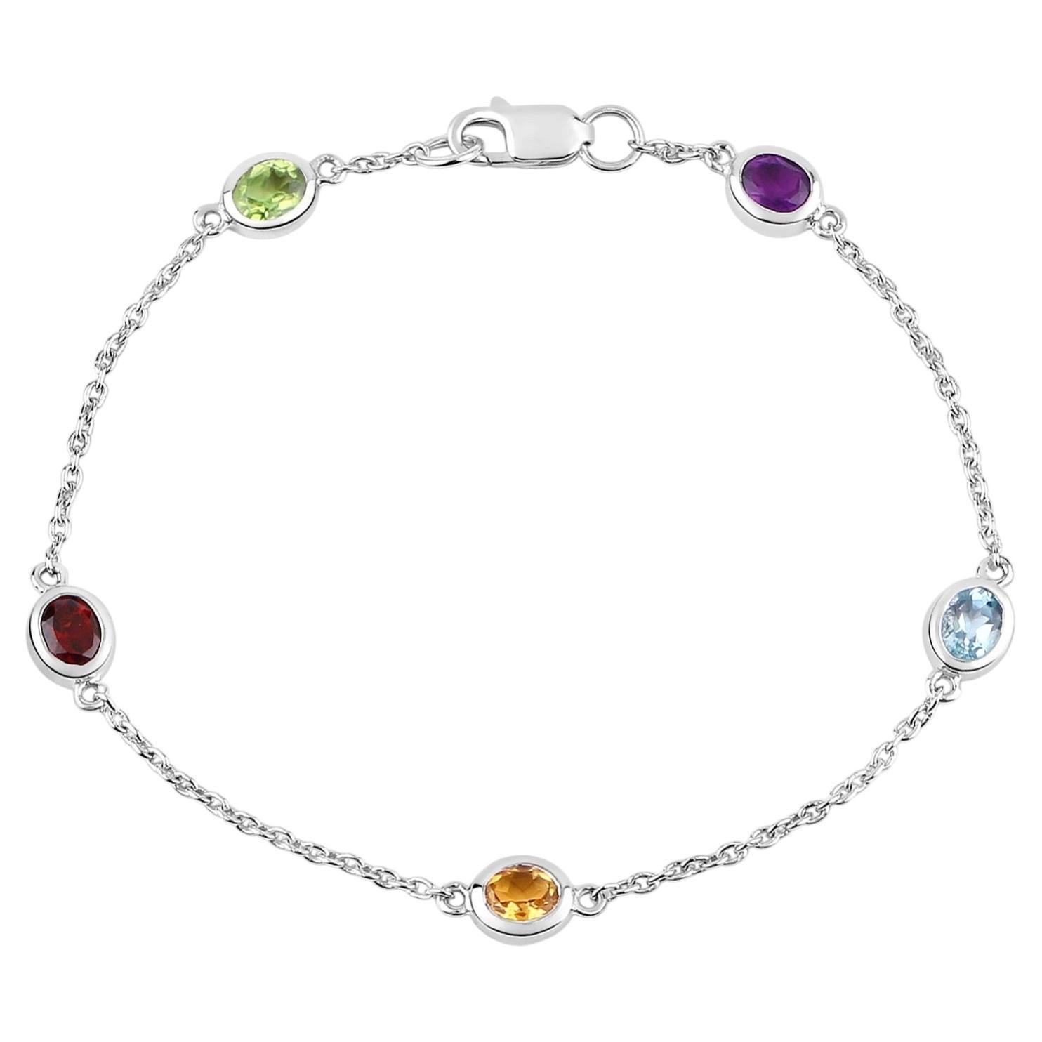 Pulsera de Gemas Naturales Mixtas 1.76 Quilates Plata de Ley