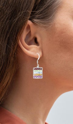 Natural Mixed Gemstones Cluster Earrings 4.22 Carats Sterling Silver