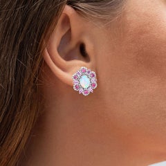 Natürliche gemischte Edelsteine Ohrringe 3.78 Karat Sterling Silber