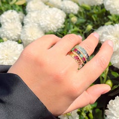 Natürliche gemischte Edelsteine Ring 3,23 Karat Vergoldetes Silber