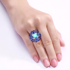 Bague en argent sterling sertie d'un mélange de pierres précieuses naturelles, 8.92 carats