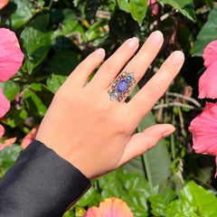 Natural Mixed Gemstones Ring With Diamonds 11.4 Carats Sterling Silver