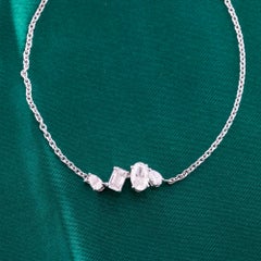 Natural Mixed Shape Diamond Bracelet 18K White Gold Adjustable Chain 1.02 Ct SI