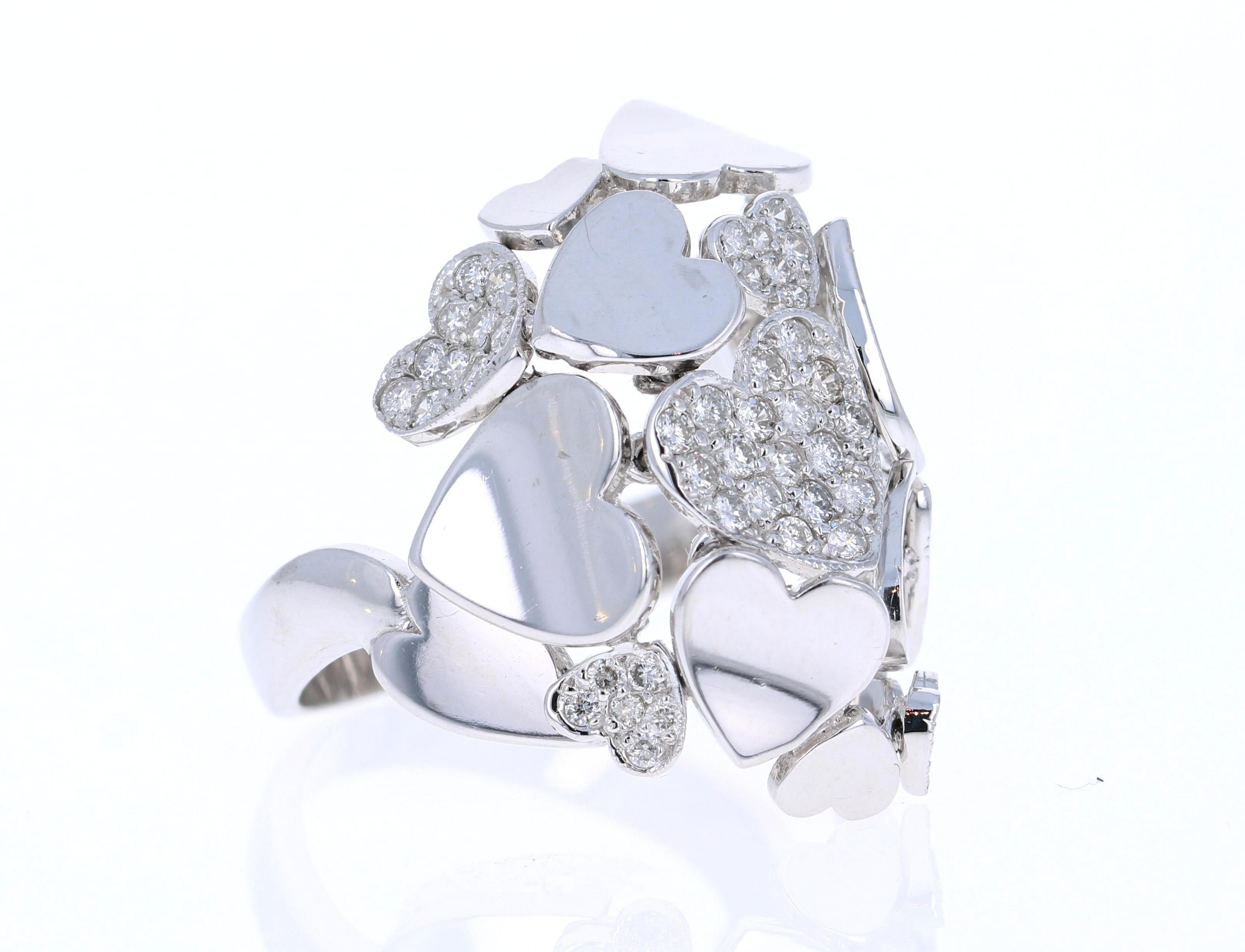 Women's Natural Modern 0.43 Carat Round Cut Diamond Cocktail Ring 14 Karat White Gold For Sale