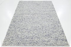 Natural Modern Felted Wool Rug Handmade In Ivory and Blue by Apadana
