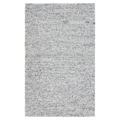 Natural Modern Felted Wool Rug Handmade In Ivory and Blue by Apadana