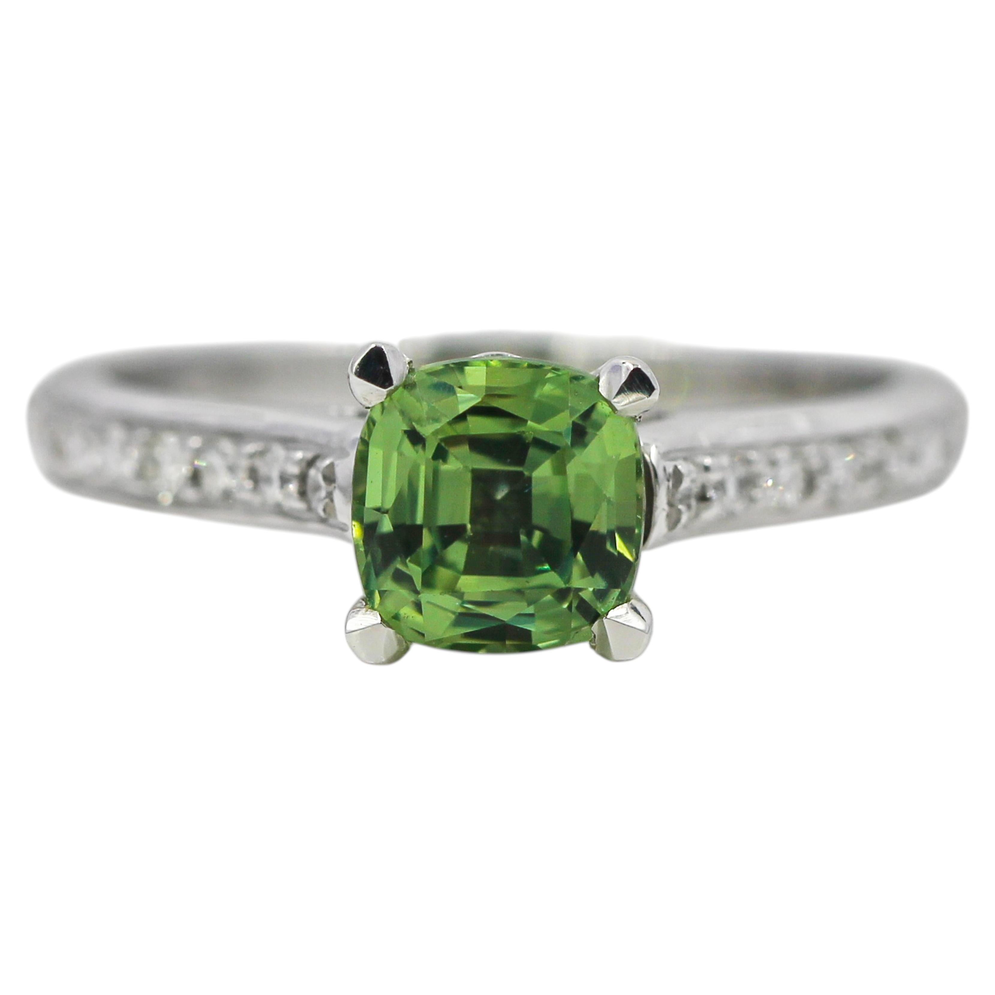 Anello di fidanzamento con zaffiro Montana naturale e diamante da 1,80 carati in oro bianco 14 carati