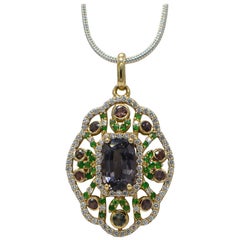 Natural Montana Sapphire & Spinal Pendent in 14 Carat Rose Gold