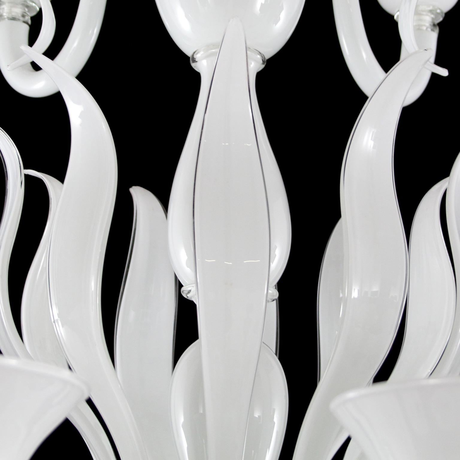 Italian Natural Mood Chandelier 30 Arms White Murano Glass Swing 275 by Multiforme For Sale