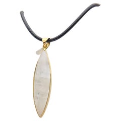 Natural Moon Stone Pendent Sterling Silver Plated  with Yellow Gold