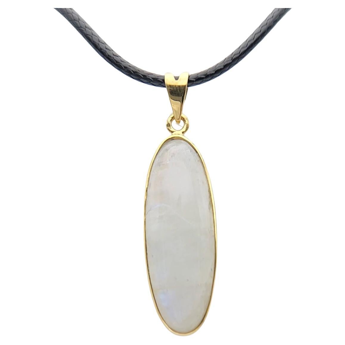 Ciondolo di pietra lunare naturale placcato in argento sterling  con oro giallo