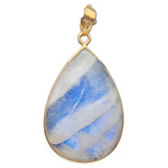 Natural Moon Stone Pendent Sterling Silver Plated  with Yellow Gold