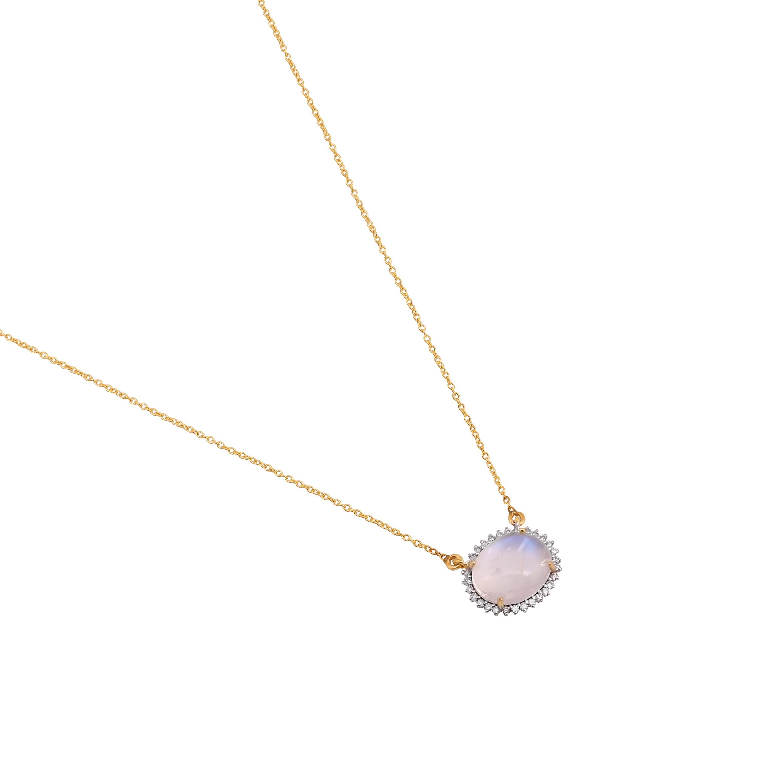 Dies ist eine natürliche Mondstein Kette Halskette mit Diamant in 14k Gold. Der Mondstein sind sehr hohe Qualität und sehr gute Qualität Diamanten die Klarheit ist vsi und G Farbe

Mondstein :3,12 Karat
Diamant : 0,18 Karat
Gold : 2.330 gm

Dies ist