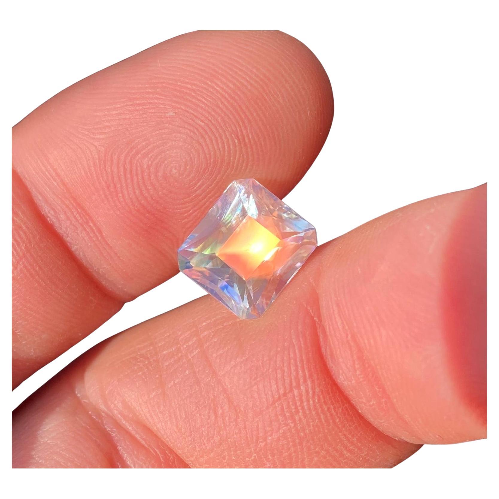 Natural Moonstone Loose gemstone 4.92 ct., Octagon cut, Certificate! Madagascar!