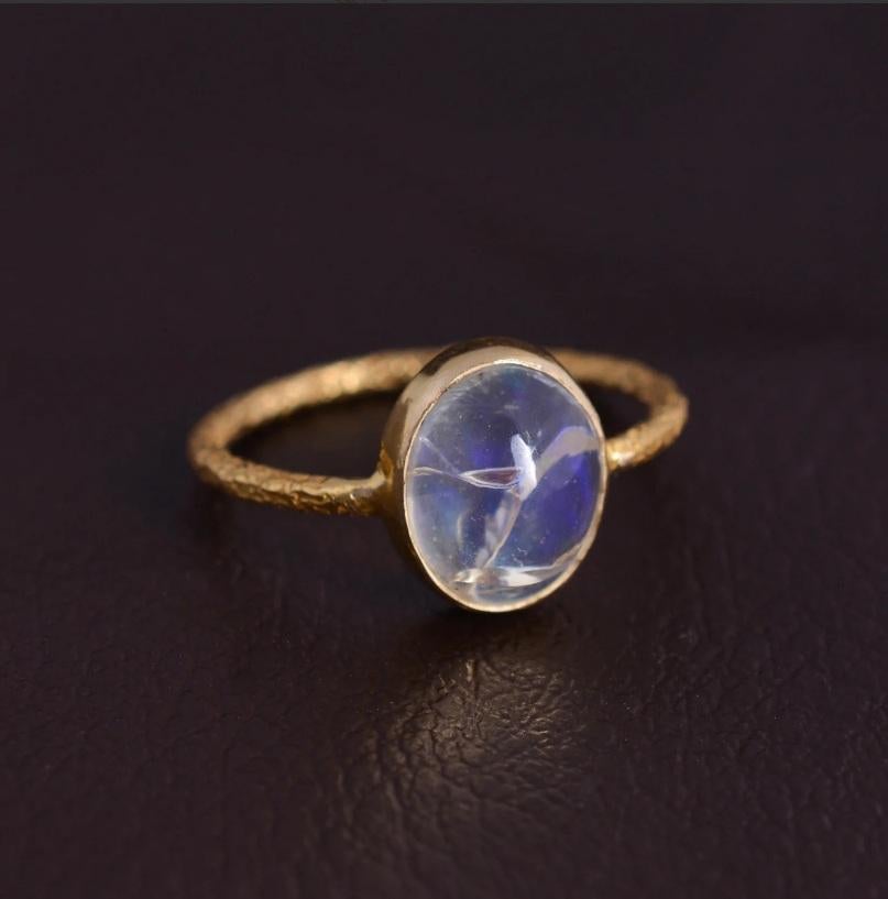 Natürlicher Mondstein Ring 18K Gold im Angebot 1