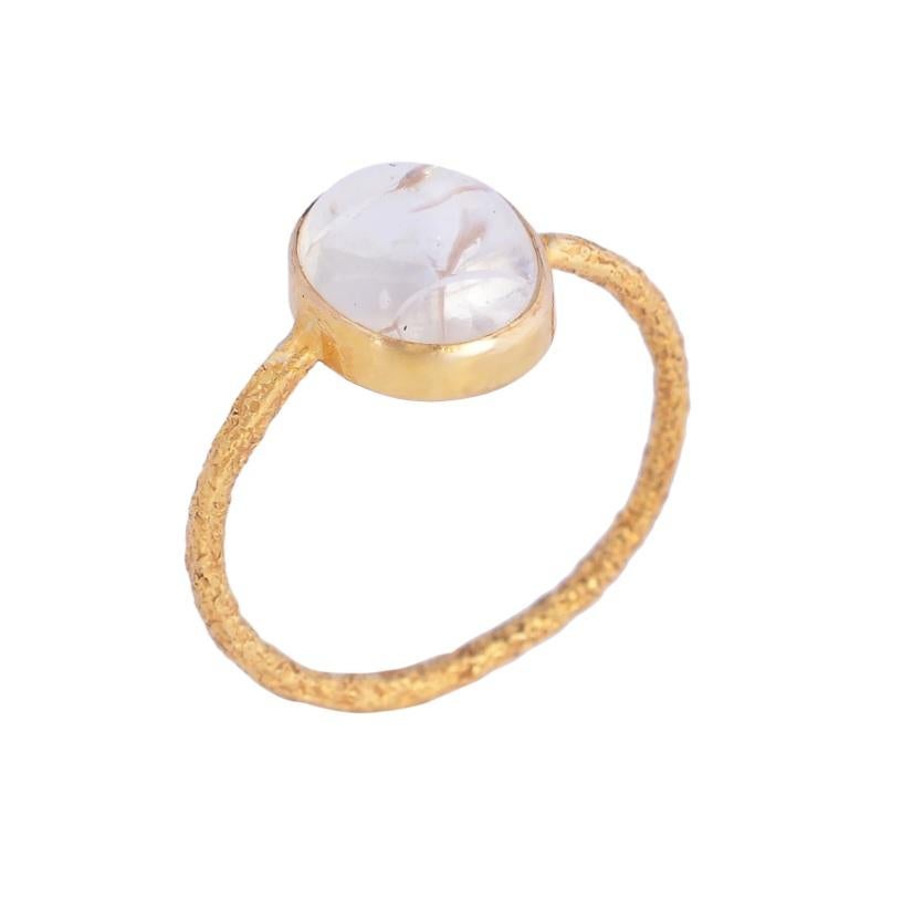 Natürlicher Mondstein Ring 18K Gold im Angebot 3