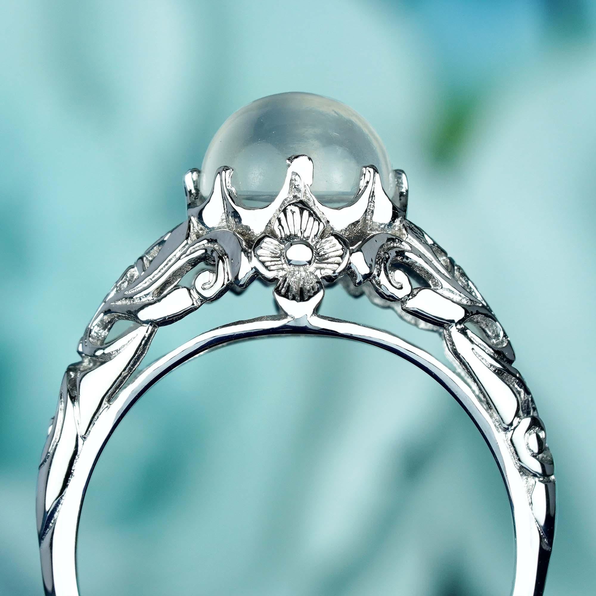 Bague filigrane de style vintage en or blanc massif 9 carats Neuf - En vente à Bangkok, TH