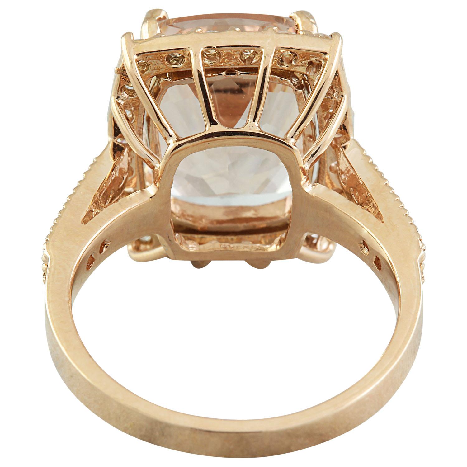 Natural Morganite Diamond Ring In 14 Karat Solid Rose Gold In New Condition For Sale In Manhattan Beach, CA