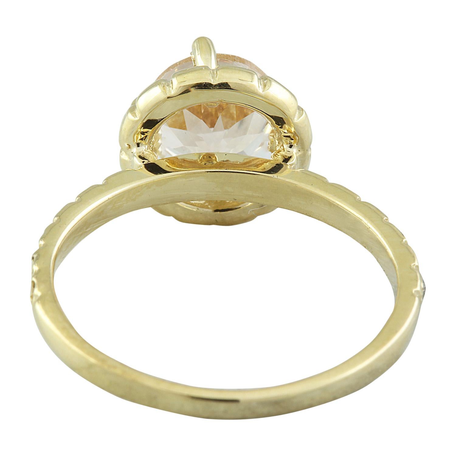 Natural Morganite 14 Karat Solid Yellow Gold Diamond Ring In New Condition For Sale In Los Angeles, CA