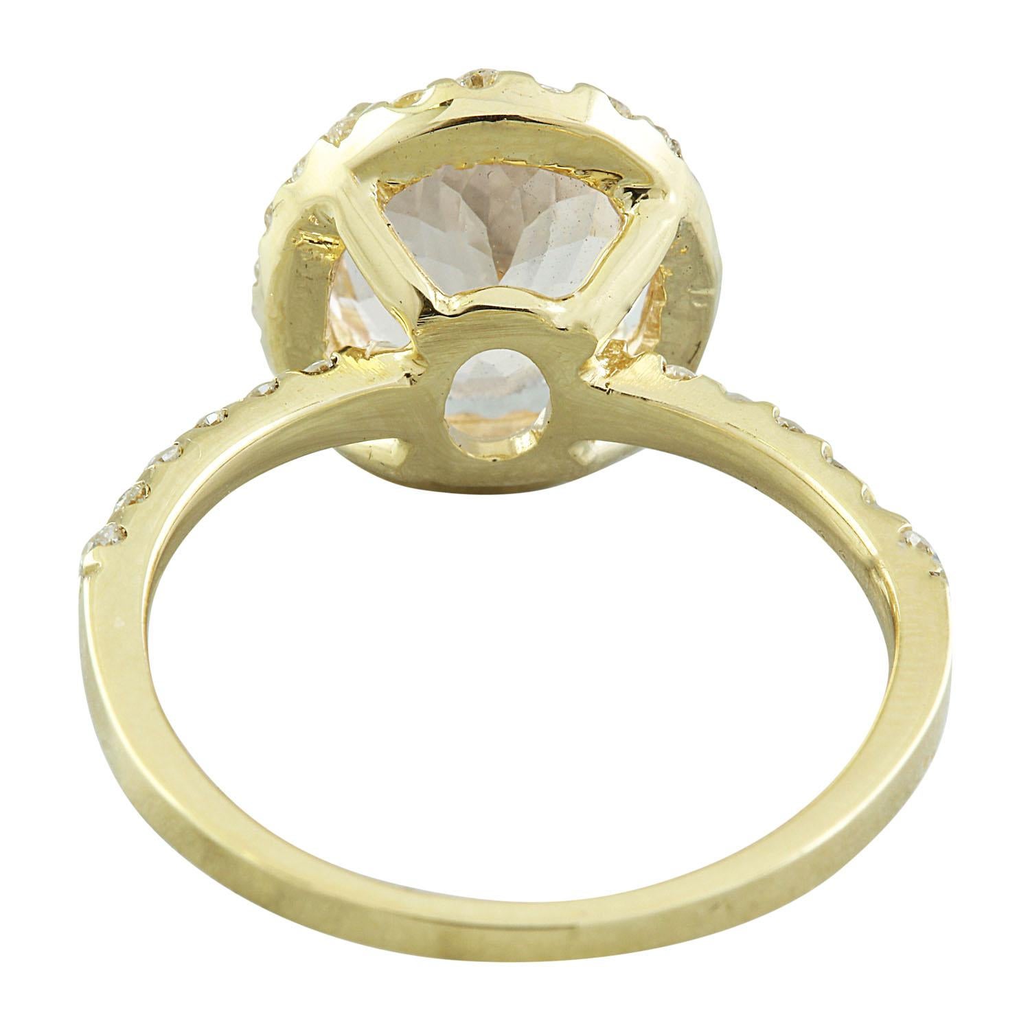 Natural Morganite Diamond Ring In 14 Karat Solid Yellow Gold  In New Condition For Sale In Los Angeles, CA