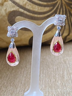Natural Morganite and Burma Spinel Earrings Set in 18 Karat Gold with Diamonds
