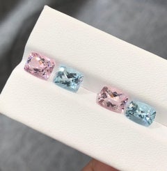 Nature Morganite & Aigue-marine 4.25Ct Brilliant Cut Loose Gemstone Reverse Pairs