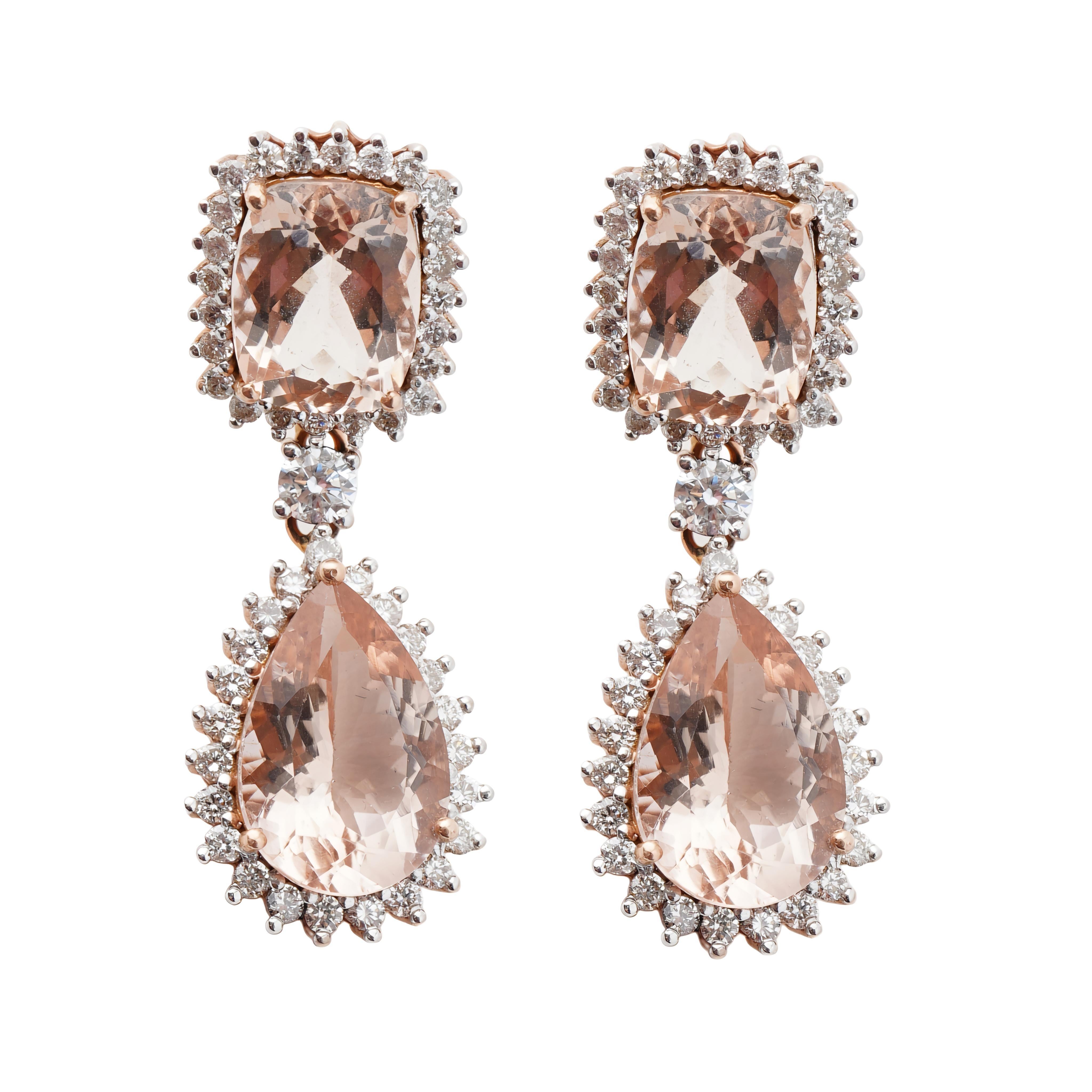 Orecchino con diamante di morganite naturale in oro 14k In condizioni Nuovo in vendita a jaipur, IN