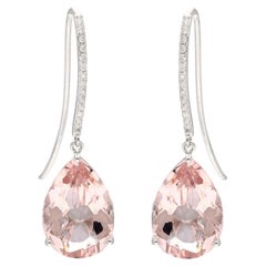 Orecchino con Morganite naturale e diamanti in oro 14k