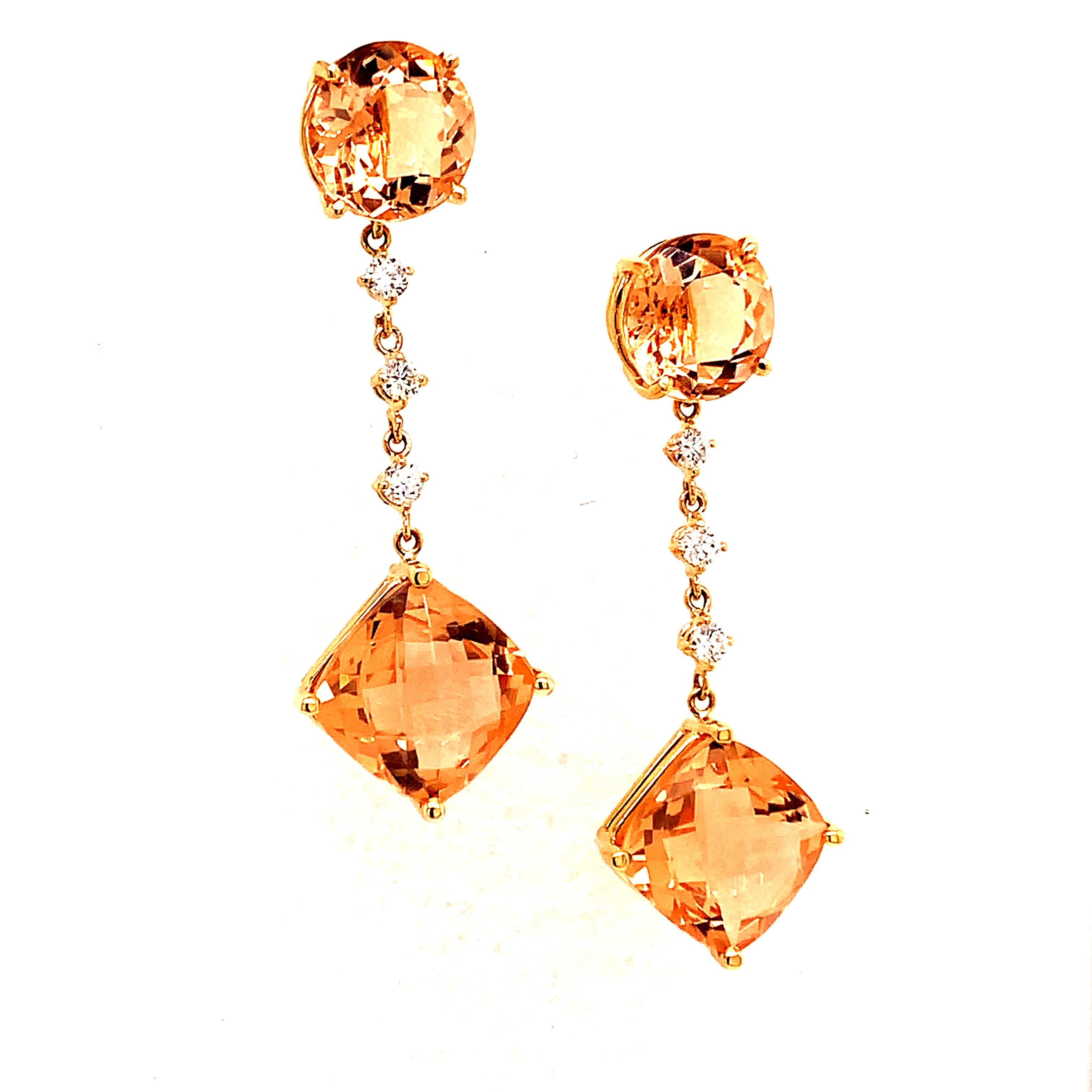 Natural Morganite Diamond Earrings 14k Gold 10.1 TCW Certified For Sale 6