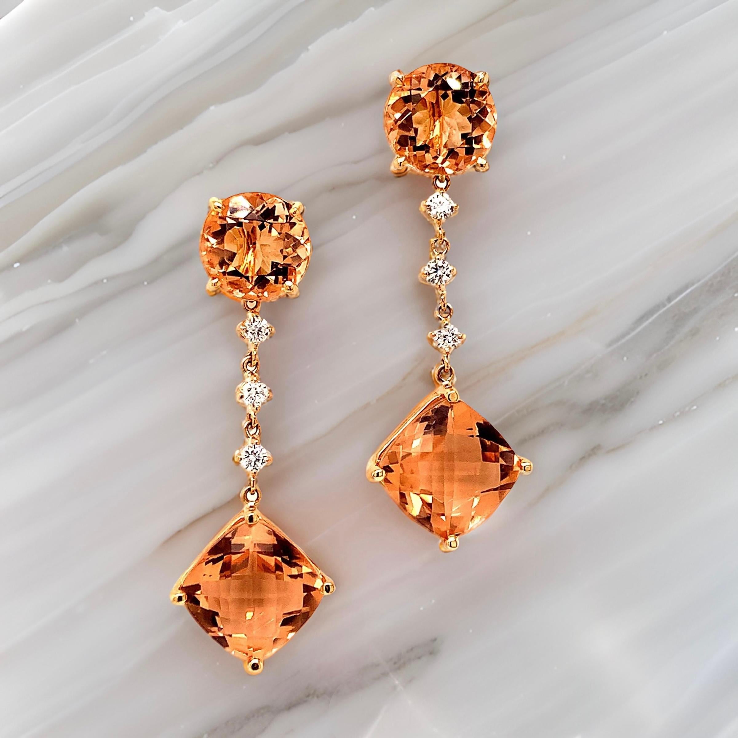 Orecchini con diamanti di morganite naturale in oro 14k 10,1 TCW certificati in vendita 6