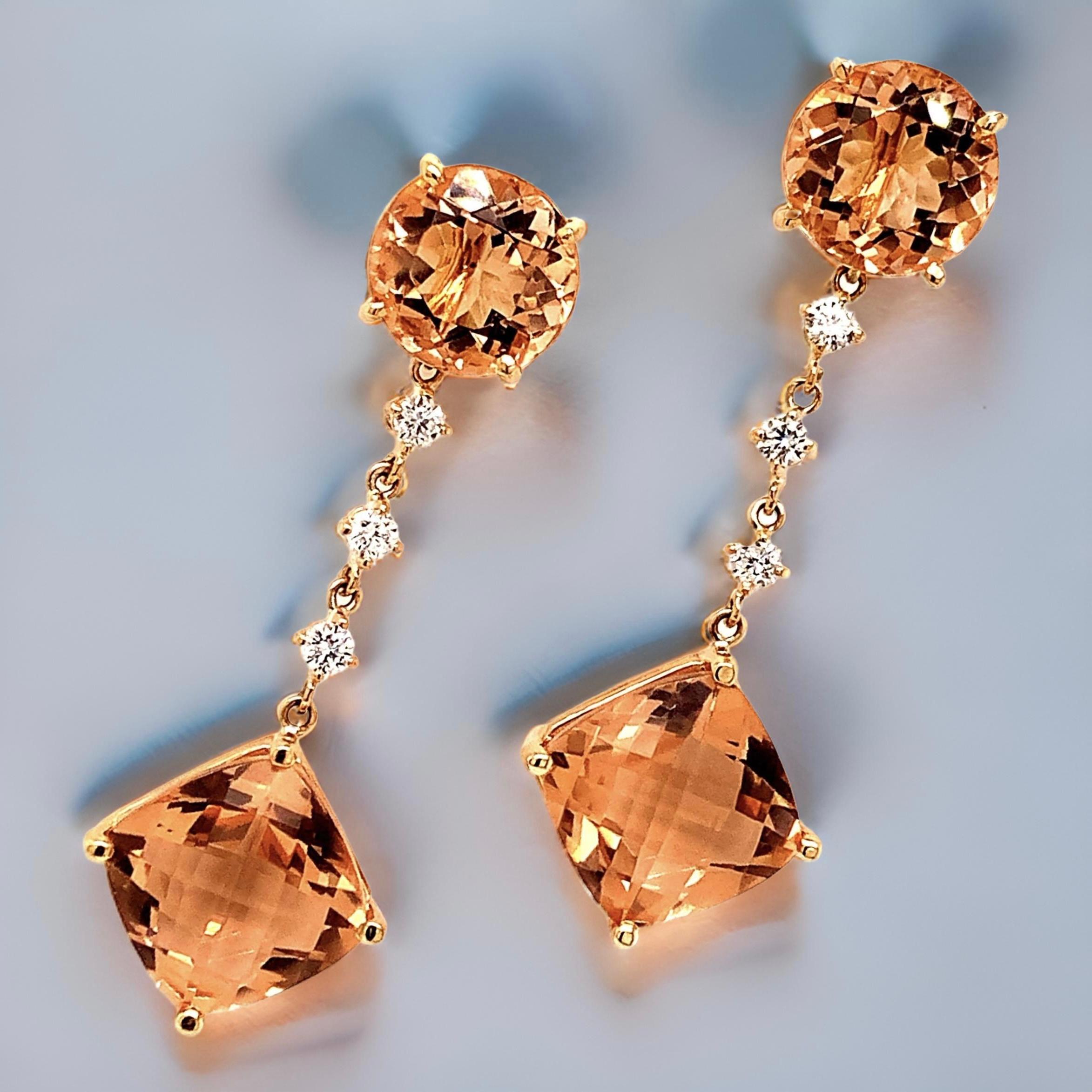 Orecchini con diamanti di morganite naturale in oro 14k 10,1 TCW certificati in vendita 8