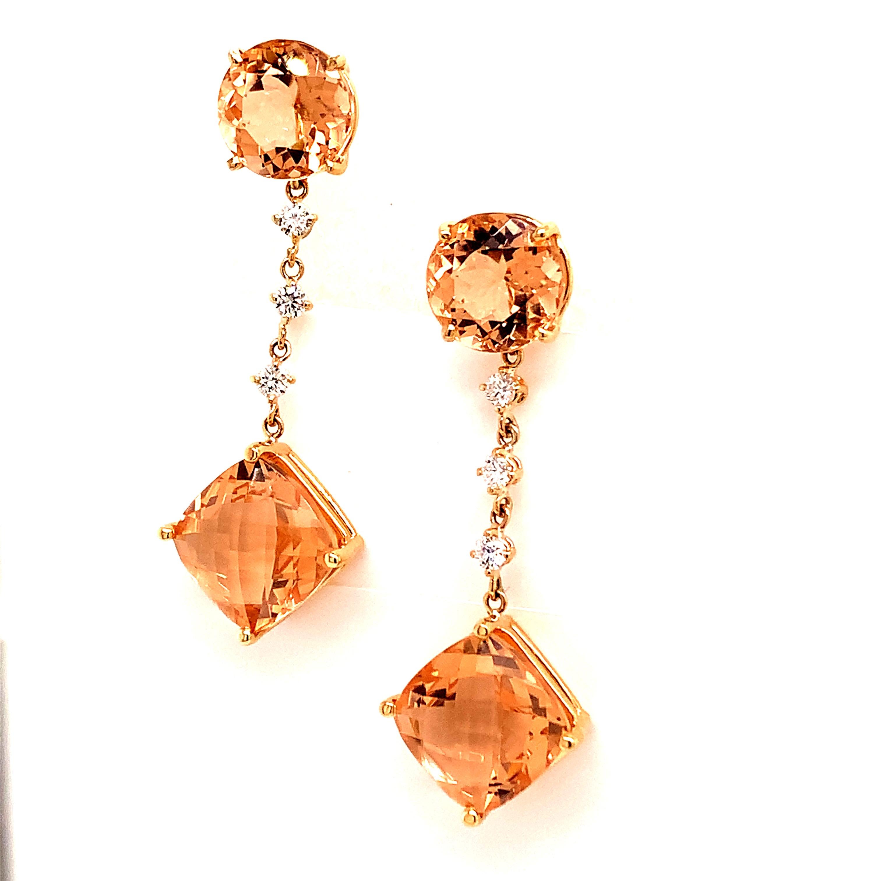 Natural Morganite Diamond Earrings 14k Gold 10.1 TCW Certified In New Condition For Sale In Brooklyn, NY