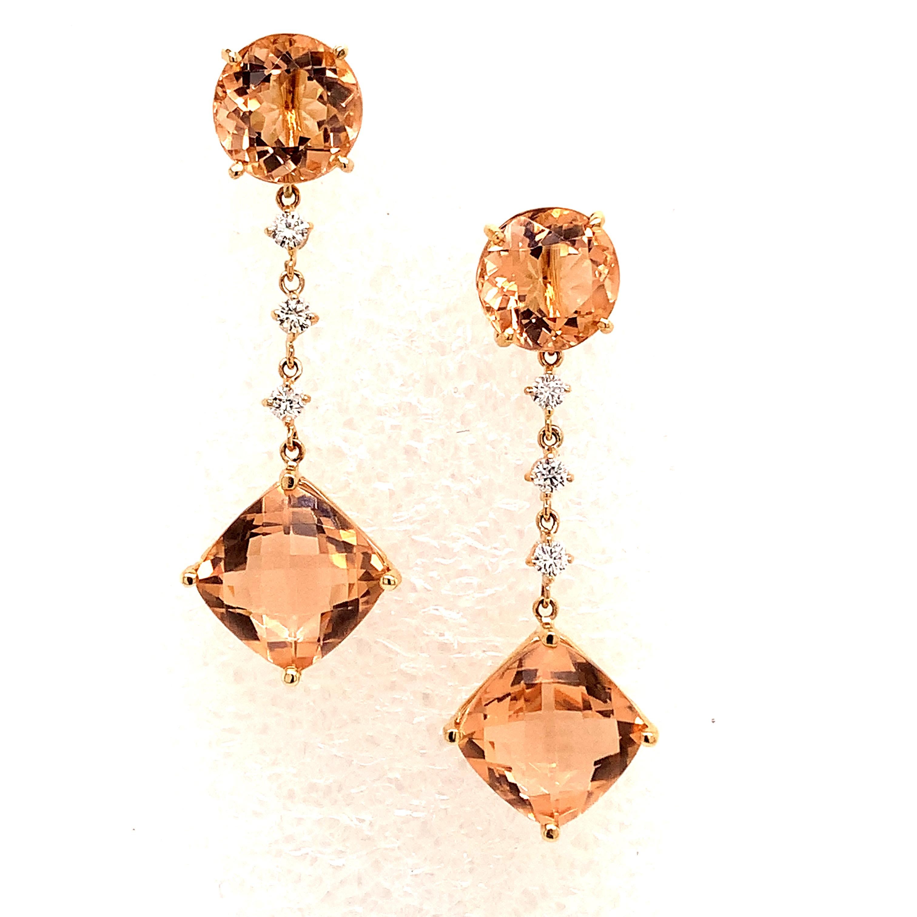 Women's Natural Morganite Diamond Earrings 14k Gold 10.1 TCW Certified For Sale