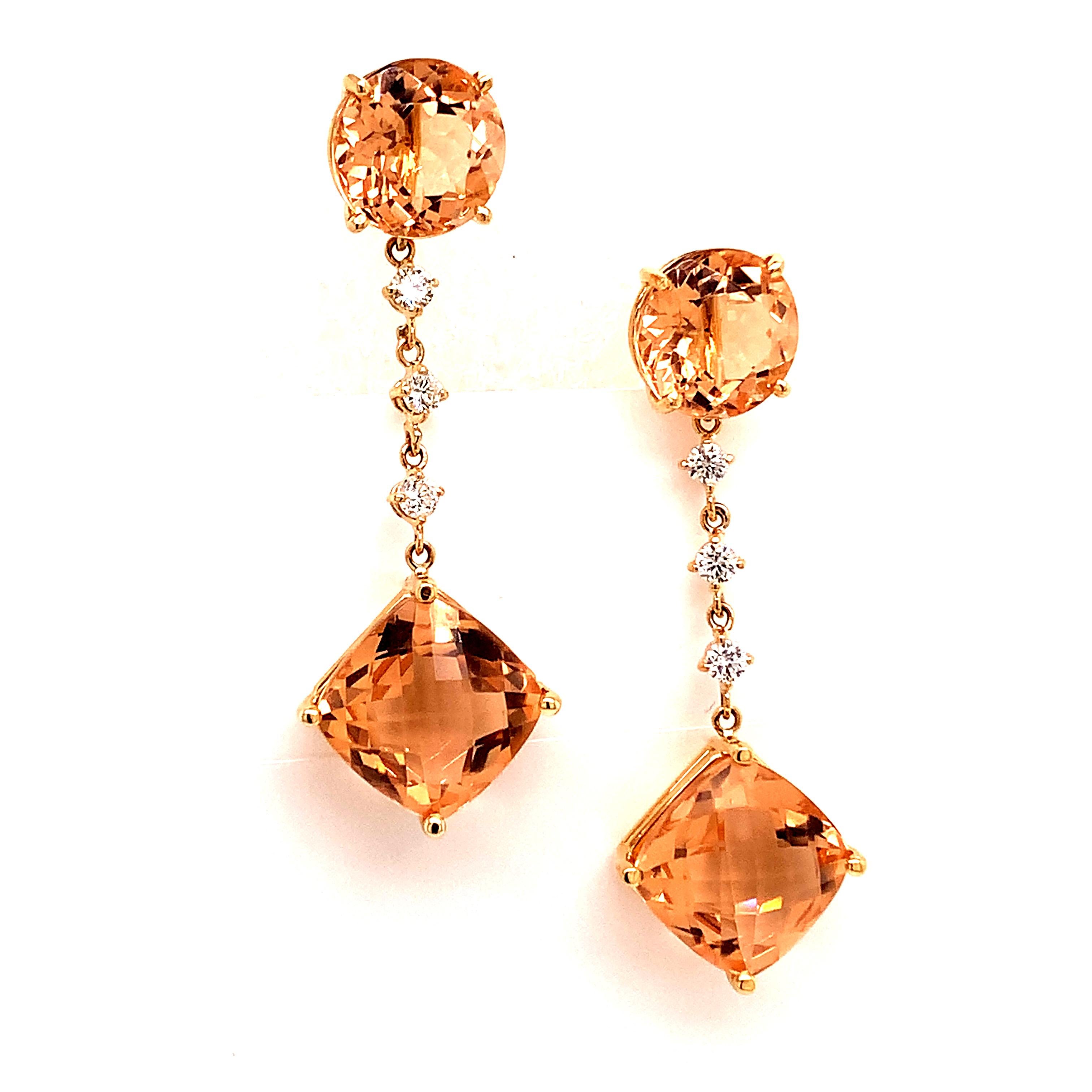 Natural Morganite Diamond Earrings 14k Gold 10.1 TCW Certified For Sale 1