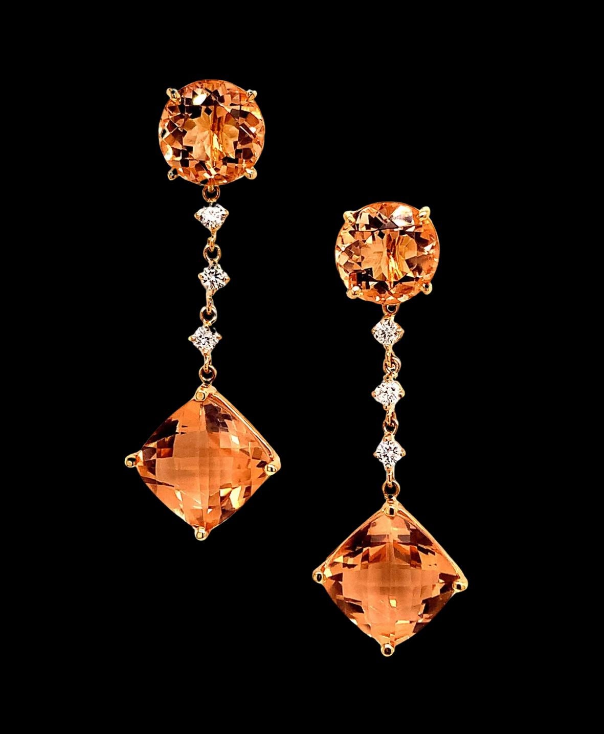 Donna Orecchini con diamanti di morganite naturale in oro 14k 10,1 TCW certificati in vendita