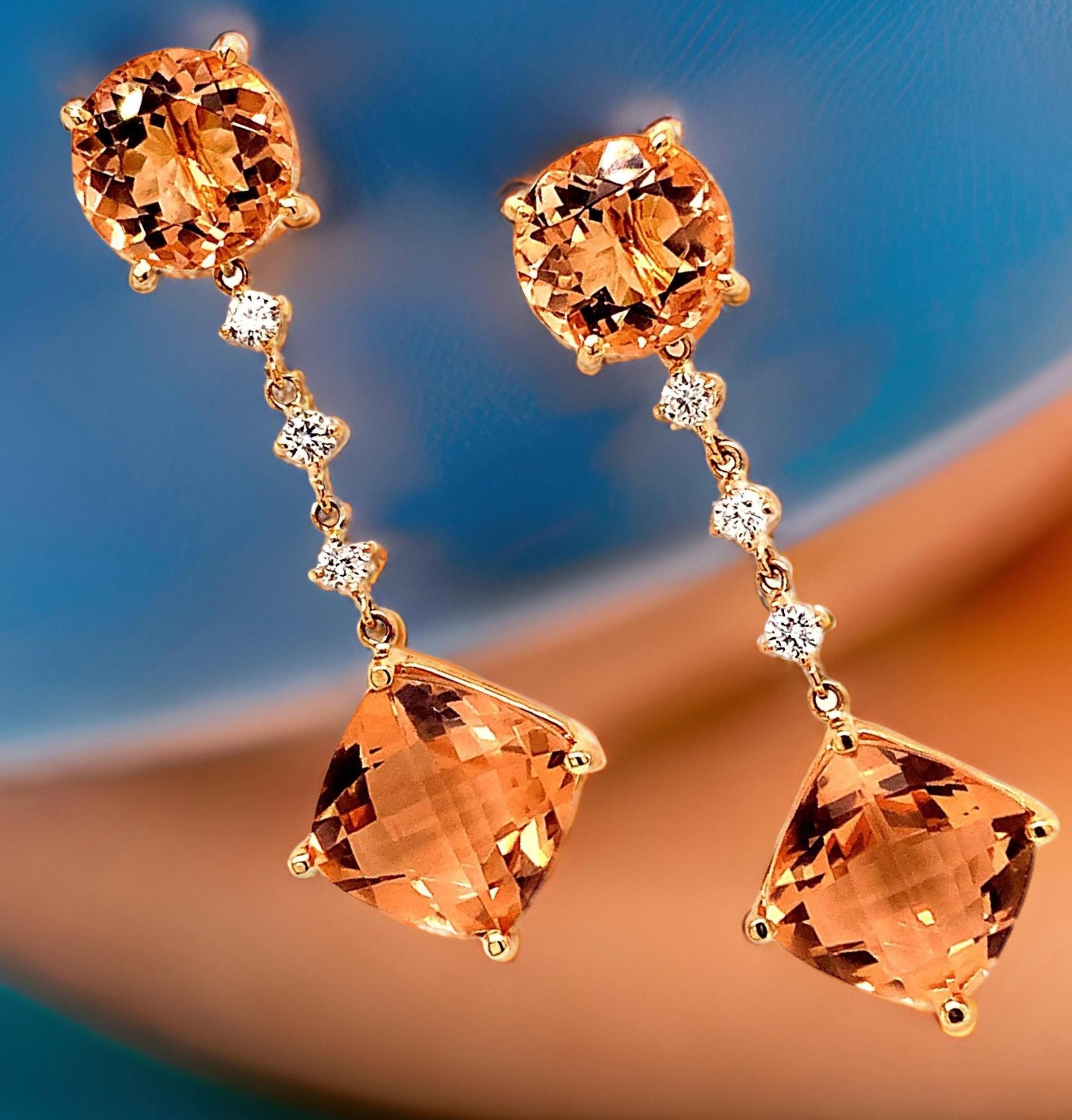 Orecchini con diamanti di morganite naturale in oro 14k 10,1 TCW certificati in vendita 1
