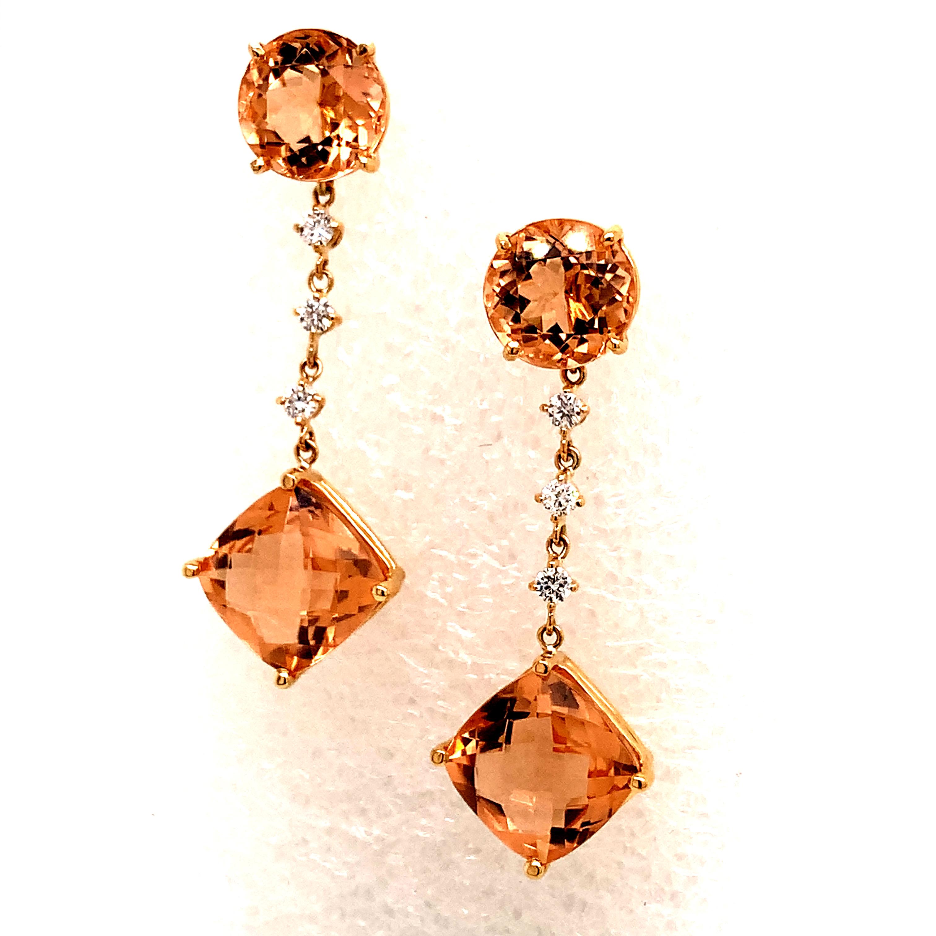 Natural Morganite Diamond Earrings 14k Gold 10.1 TCW Certified For Sale 3