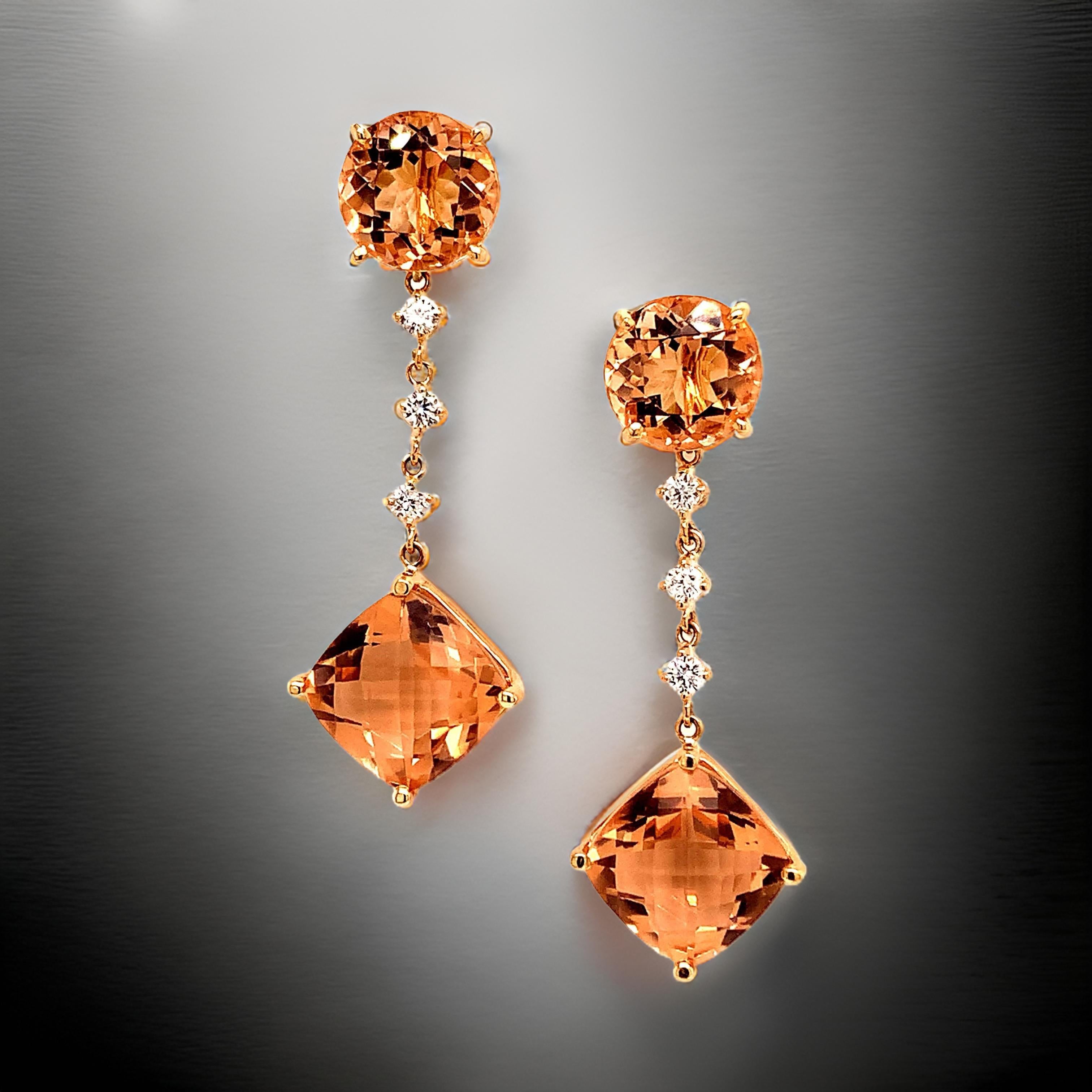Orecchini con diamanti di morganite naturale in oro 14k 10,1 TCW certificati in vendita 2