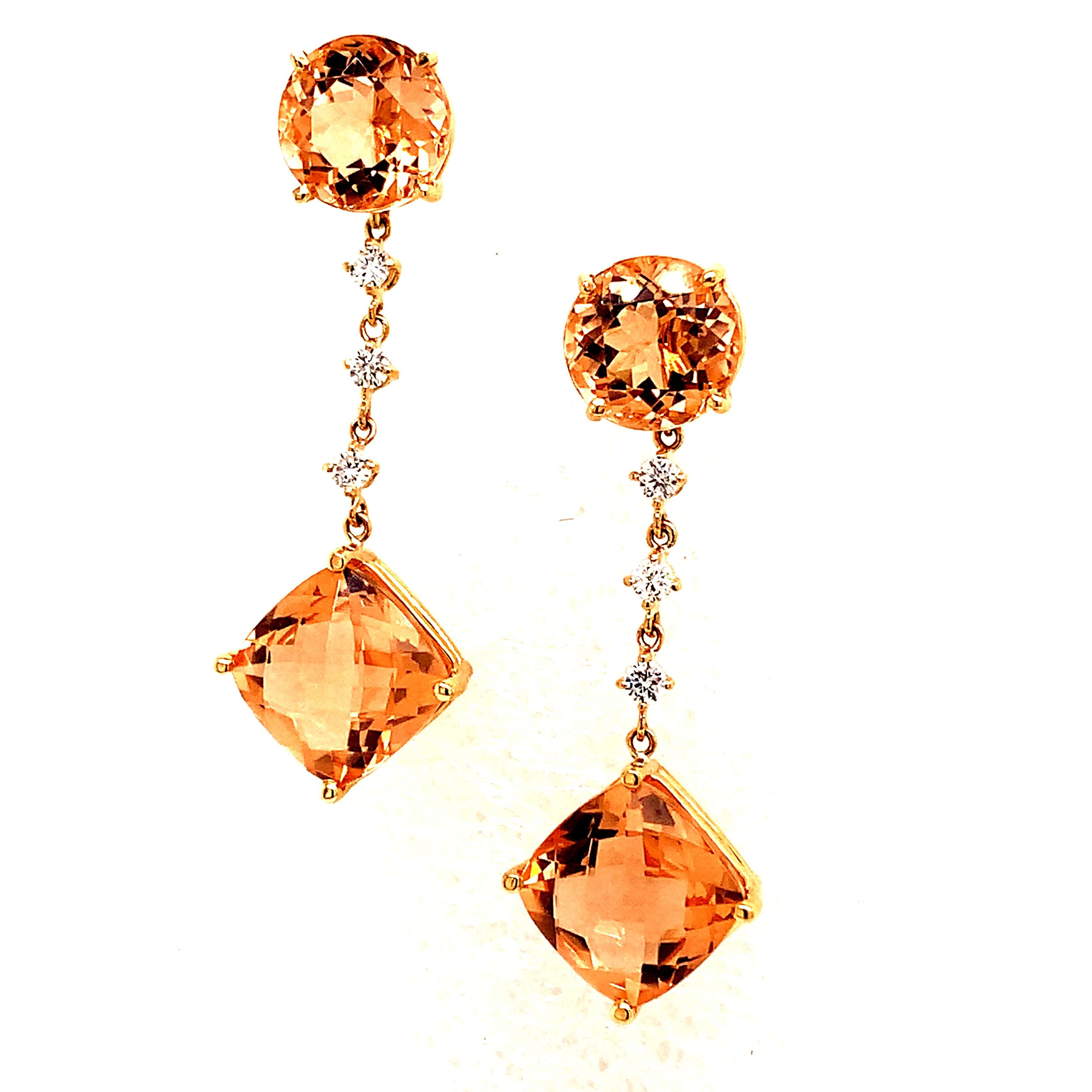 Natural Morganite Diamond Earrings 14k Gold 10.1 TCW Certified For Sale 4