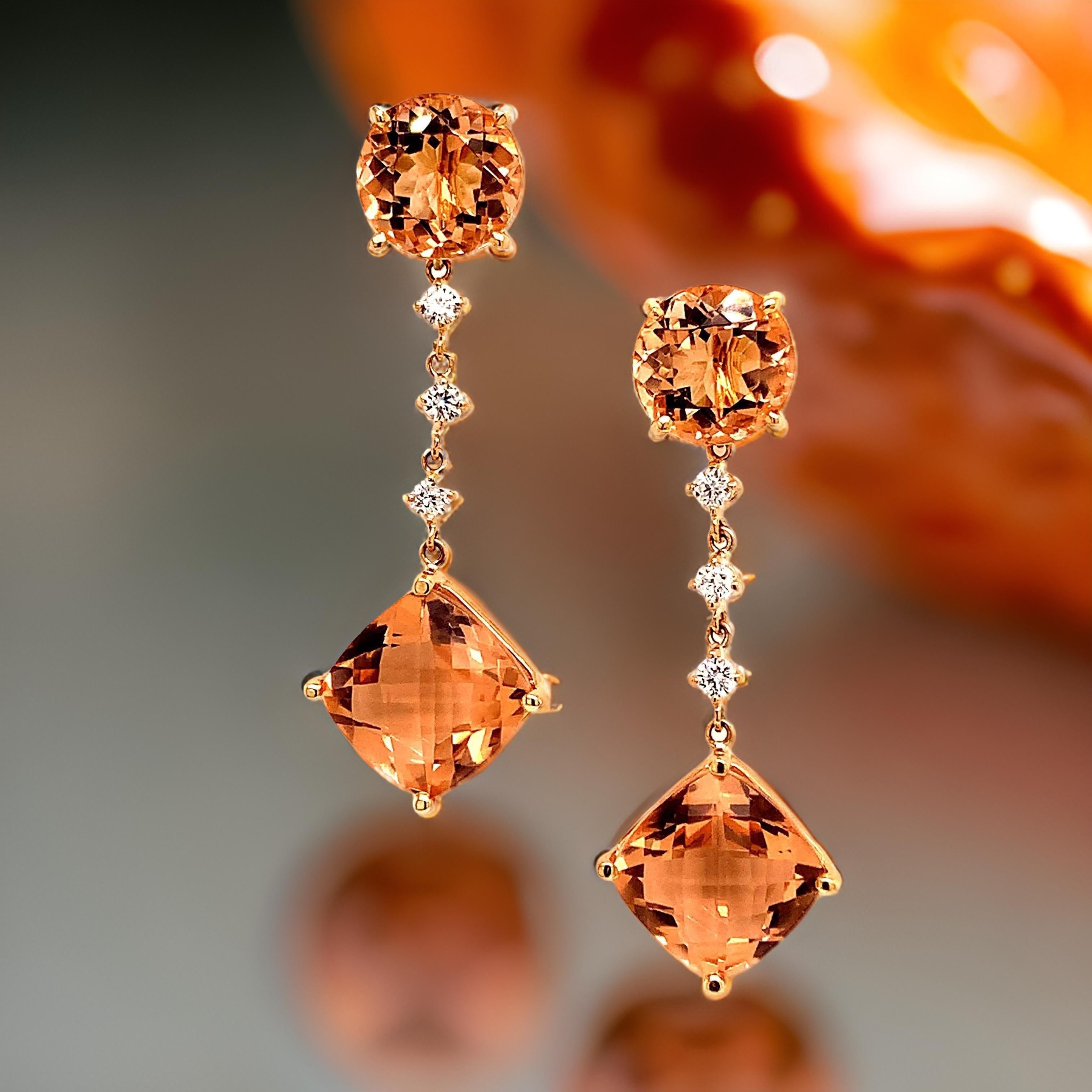 Orecchini con diamanti di morganite naturale in oro 14k 10,1 TCW certificati in vendita 3