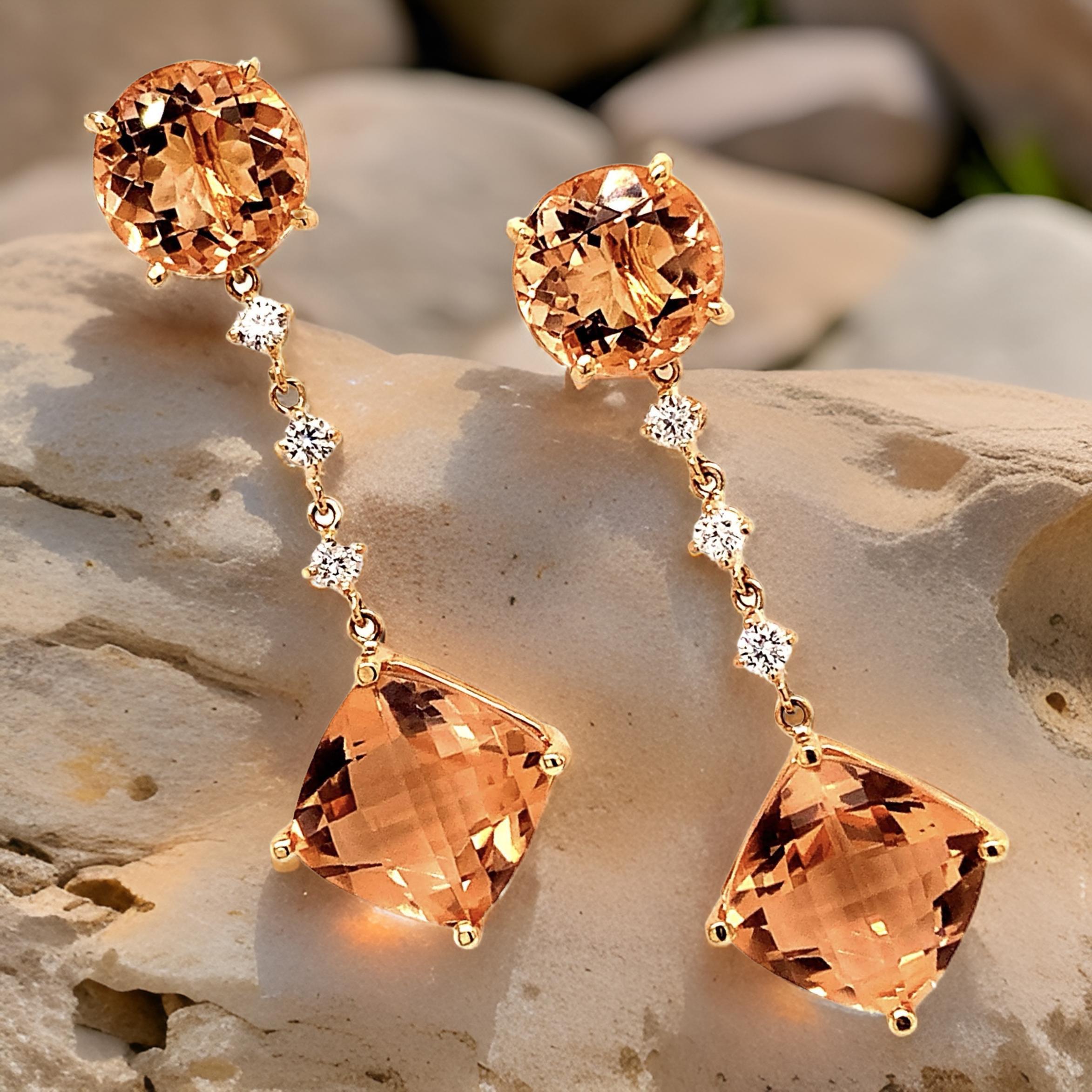 Orecchini con diamanti di morganite naturale in oro 14k 10,1 TCW certificati in vendita 4