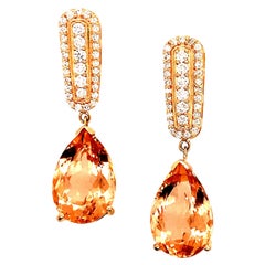 Natural Morganite Diamond Earrings 14k Gold 12.62 TCW Certified
