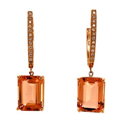 Natural Morganite Diamond Earrings 14k Gold 12.87 TCW Certified